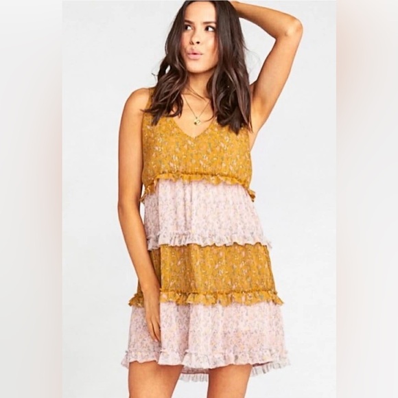 Show Me Your MuMu Dresses & Skirts - Show Me Your MuMu Ditsy Floral Tiered Pearl Mini Dress XS Boho Festival Fairy